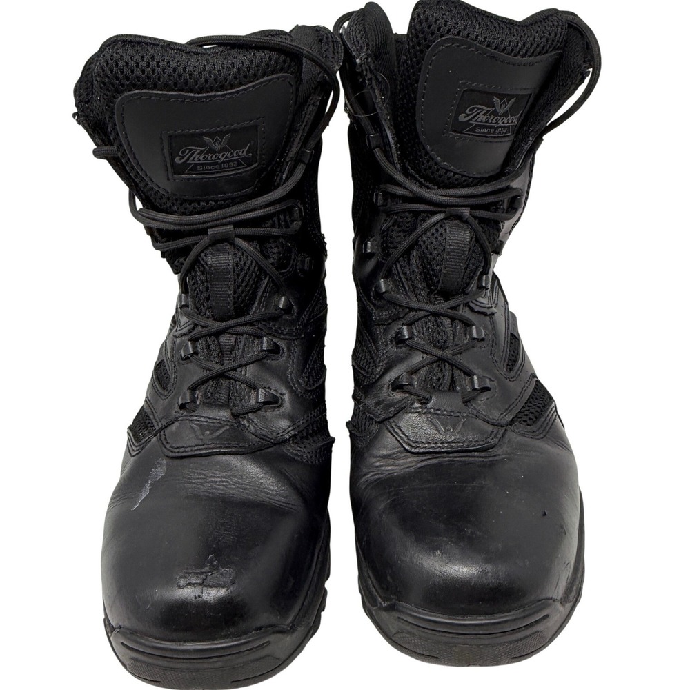 THOROGOOD THE DEUCE 8" WATERPROOF SIDE-ZIP TACTICAL BOOTS‎ 834-6219  Sz 9.5 Blk